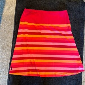 Chic Red and Pink Knee-Length A-Line Skirt for Resort Wear